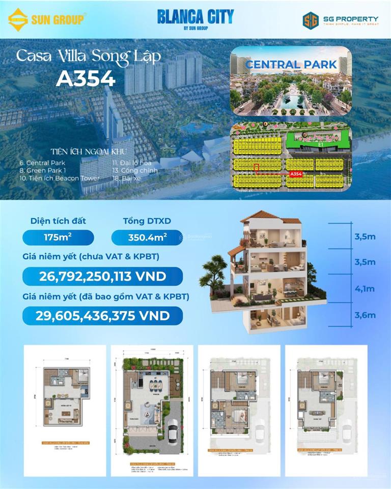 Bán biệt thự blanca city, 21,947 tỷ, 175m2, 6pn + 6wc, 4 tầng, vũng tàu