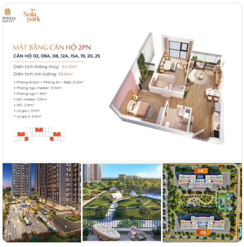 G6 the sola park | 2pn 2wc | 55m. chỉ 3,56 tỷ đã bao toàn bộ thuế phí sang tên & chuyển gói