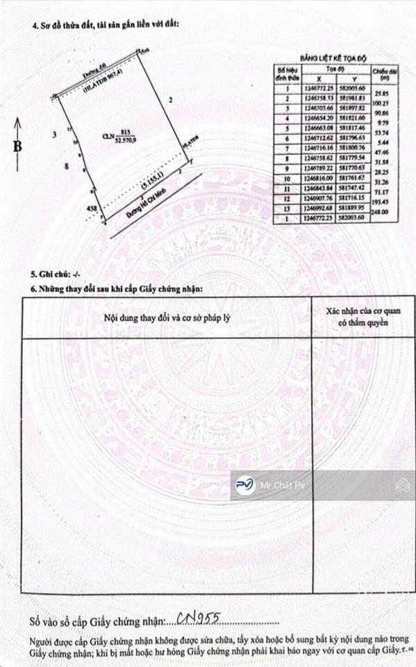 Bán đất mặt tiền hồ chí minh 5.2ha (3.6ha skc 50 năm đóng tiền 1 lần) giá bán 100 tỷ