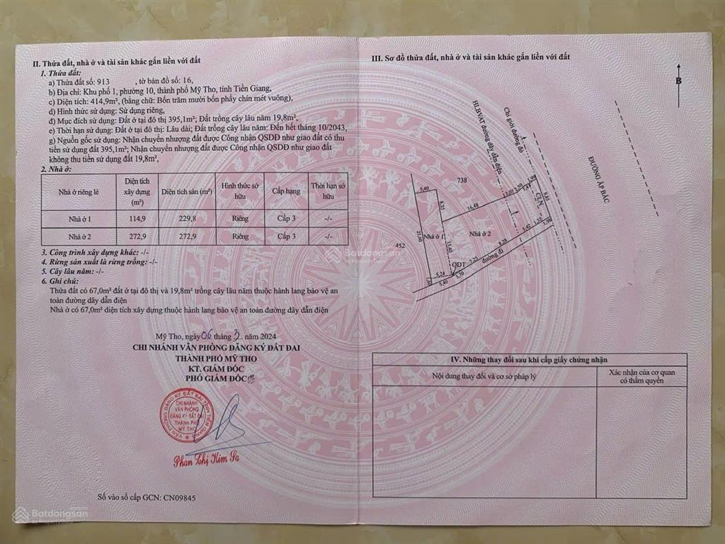 Bán gấp đất mặt tiền ấp bắc nở hậu thần tài 21,6m (p. trung an)