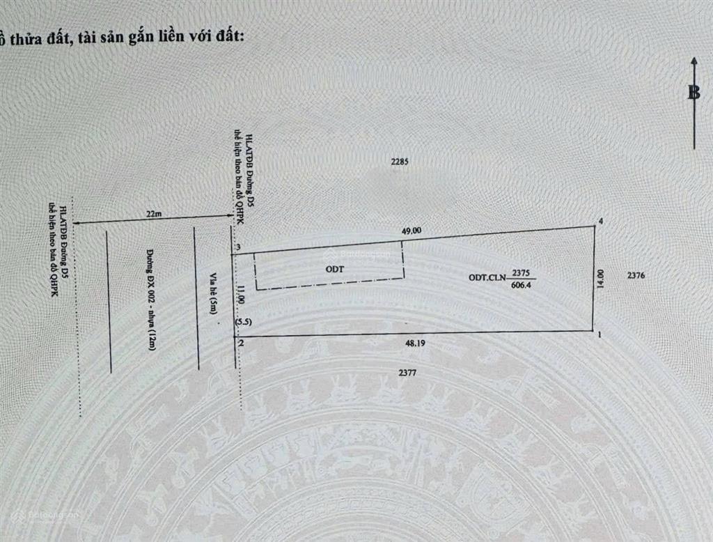 Đất mặt tiền dx02 phú mỹ 606,4m2 thổ cư 100m2. ngang 11m vị trí đẹp giá ngộp bank 12,5 tỷ