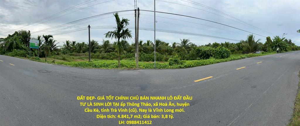 ĐẤT ĐẸP- GIÁ TỐT CHÍNH CHỦ BÁN NHANH LÔ ĐẤT ĐẦU TƯ LÀ SINH LỜI TẠI huyện Cầu Kè, tỉnh Trà