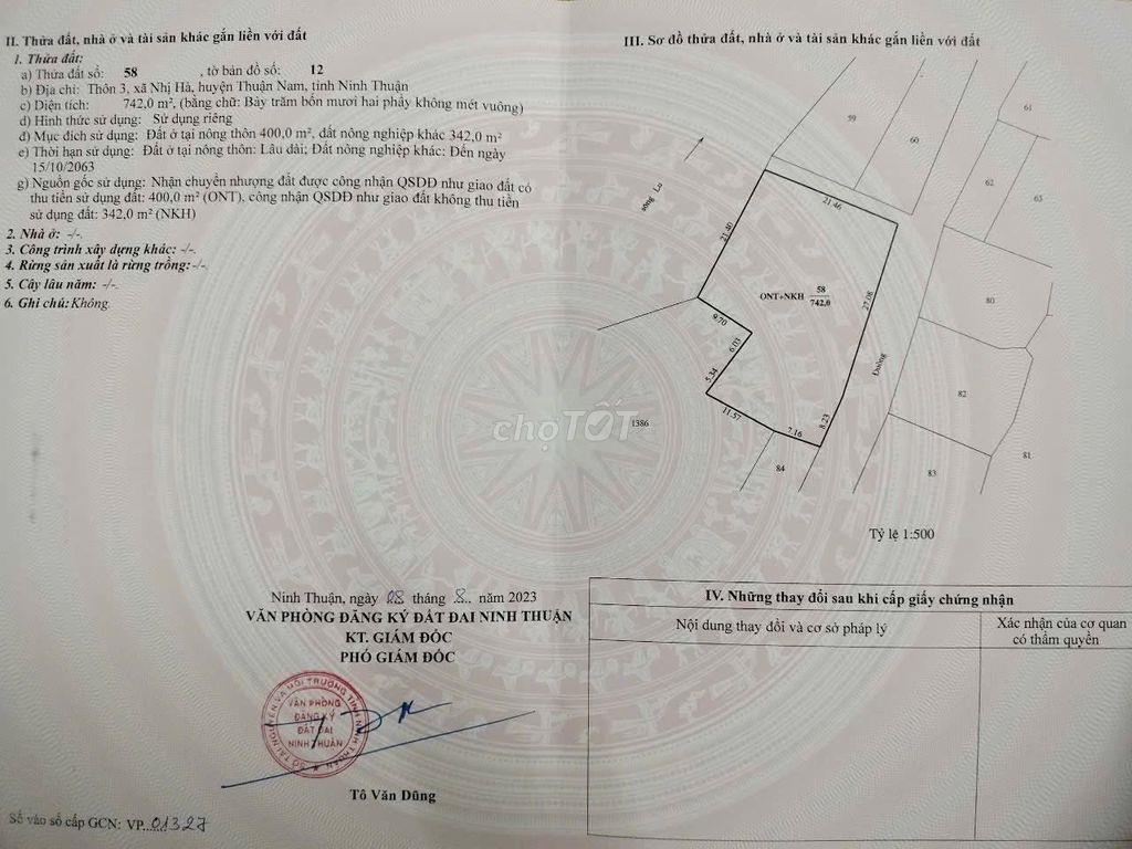 974992213 cần vốn bán nhanh lô đất ở xã Nhị Hà, Ninh Thuận.