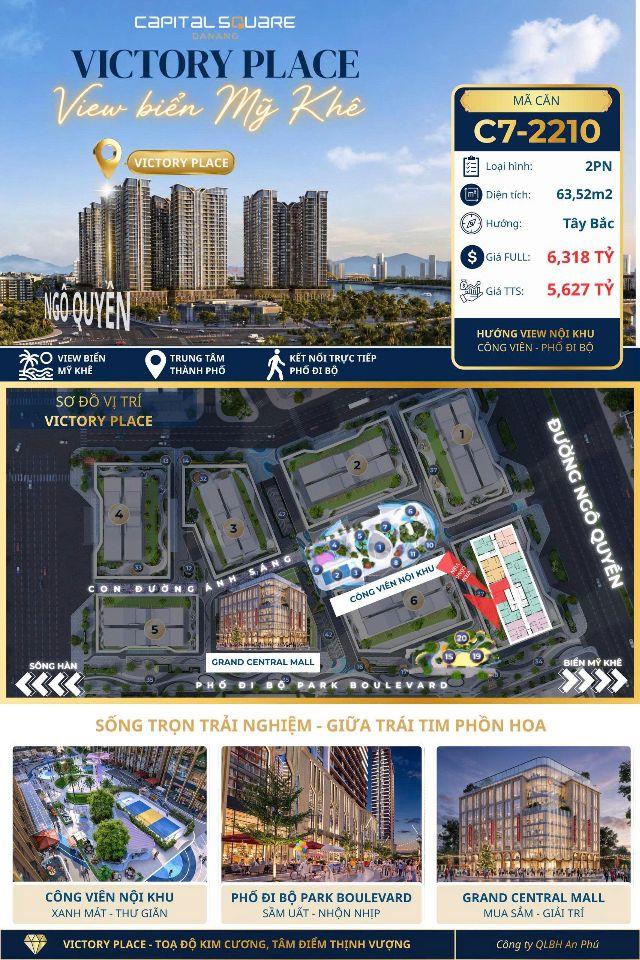 Capital Square – Victory Place C7 | Căn 2PN 63,52m² view công viên | TTS 5,627 tỷ