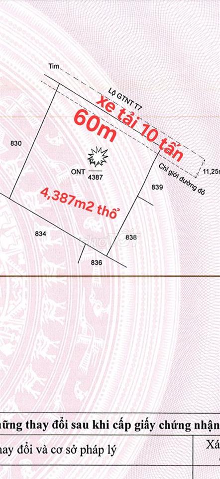 Bán 4,387m2 thổ, MT đường T7, Bình Thành, Đức Huệ LA cũ, Tây Ninh mới