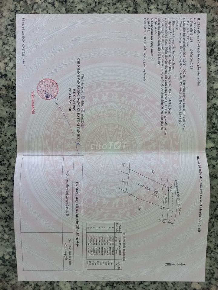 Bán đất cây lâu năm + 100 thổ cư Thạnh Bình, Tân Biên, Tây Ninh