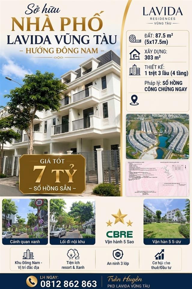 🔥 RẺ NHẤT KHU – NHÀ PHỐ 4 TẦNG SỔ RIÊNG, XÂY DỰNG 303M² – TP. VŨNG TÀU CHỈ 7 TỶ