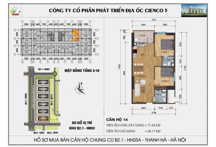 Bán Gấp Căn 2 Ngủ 72m² Hh03F khu 6 tòa mới, View Đẹp Nhất Thanh Hà
