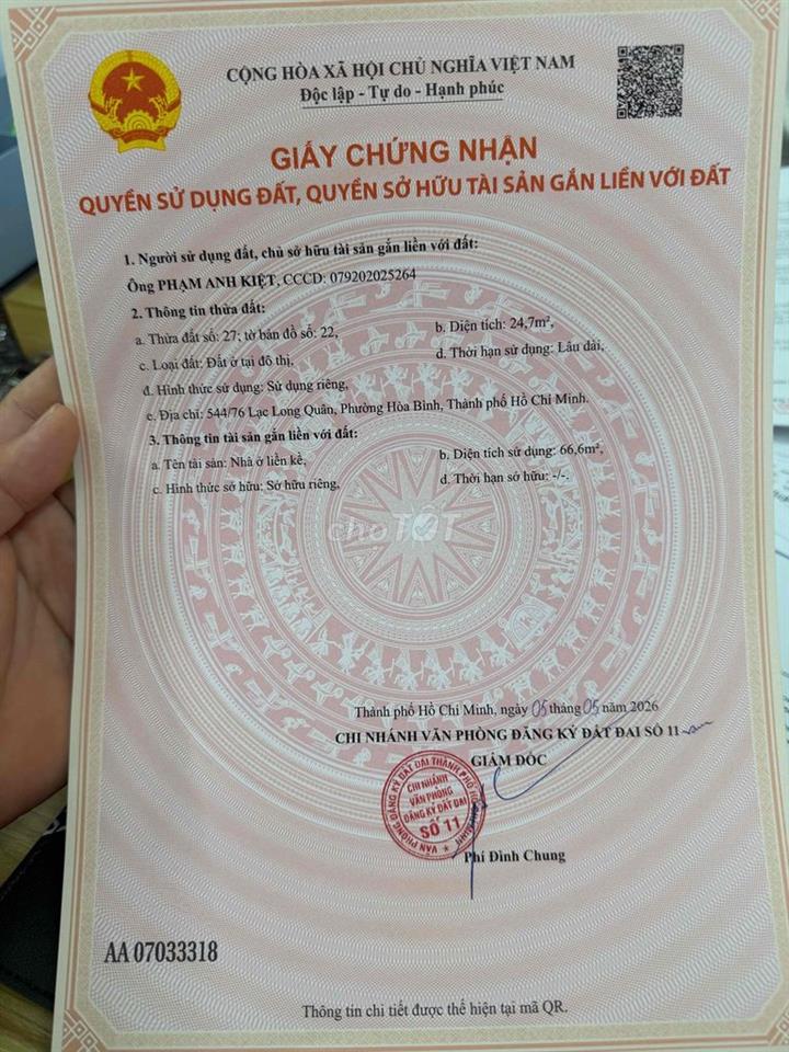 544/72 lạc long quân p5 q11 hẻm xe hơi 8m 3 lầu giá 4,9 tỷ 🌹 1 %