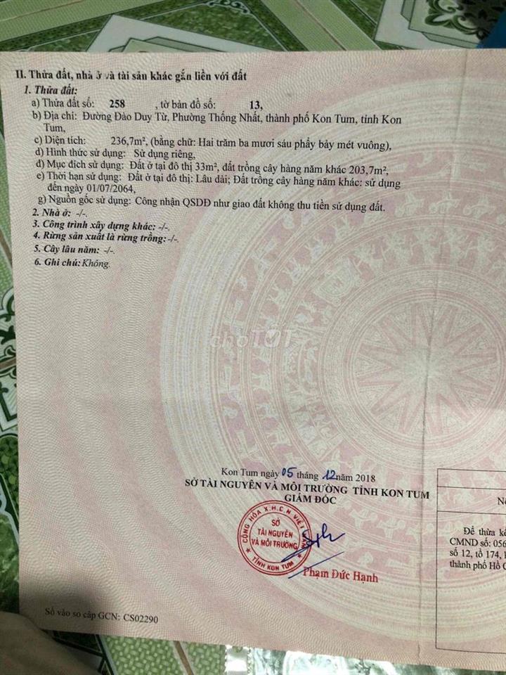 ĐẤT CHÍNH CHỦ MẶT TIỀN ĐÀO DUY TỪ ĐỐI DIỆN NHÀ THỜ GỖ