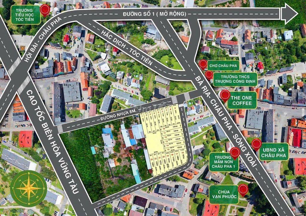 Bán 2 nền liền kề tại Châu Pha, Phú Mỹ chỉ 1,1 tỷ/nền, thổ cư 100m2