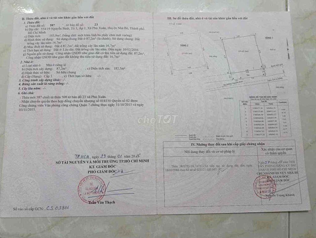 CHÍNH CHỦ BÁN NHÀ TẠI NGUYỄN BÌNH NHÀ BÈ TPHCM