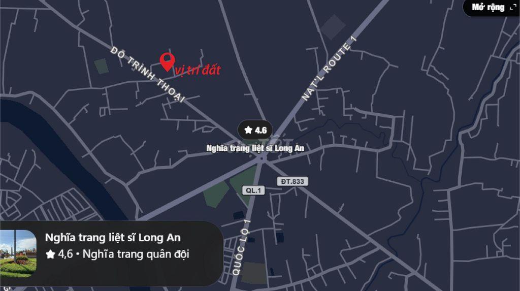 Bán lô đất 100m² – Thổ cư – 3 mặt thoáng (10p từ TT. Tân An- Long An)