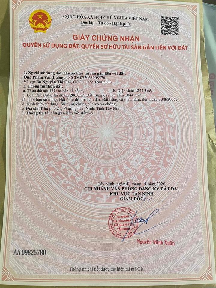 Nhà Đất phường Tân Ninh ( phường 1 cũ) ...chính chủ mua bán.