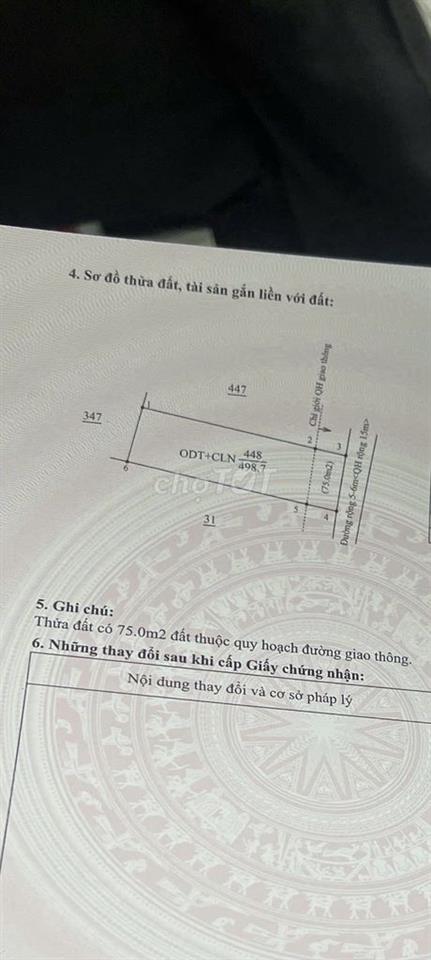 Đất thổ cư thôn 1 đạt lý, nay là phường Tân An, diện tích 12x40