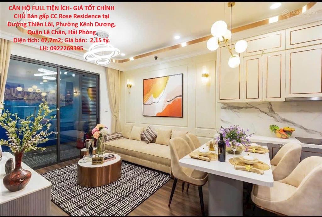 CĂN HỘ FULL TIỆN ÍCH- GIÁ TỐT CHÍNH CHỦ Bán gấp CC Rose Residence tại Quận Lê Chân, Hải