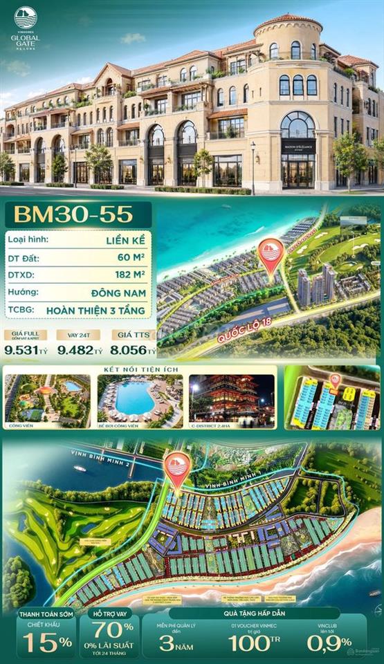 Bán nhà liền kề Vinhomes Global Gate Hạ Long, 60m2, 5.5 tỷ