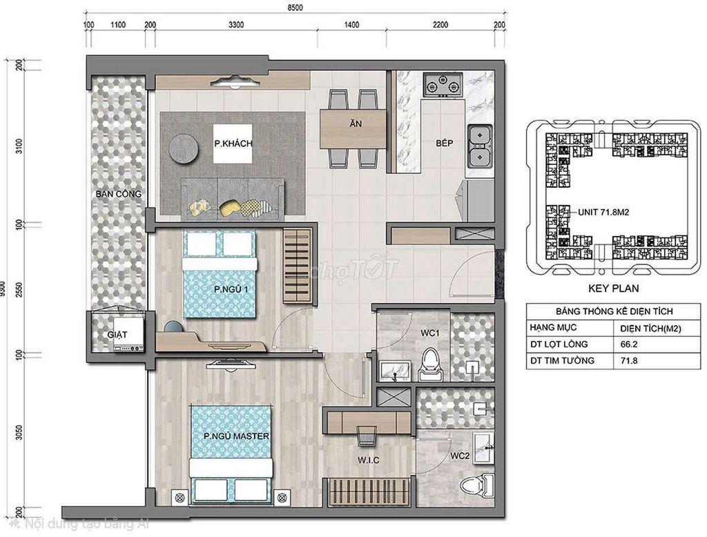 BÁN 2pn SÔNG LỚN BAN CÔNG DÀI 71m2 - Bao thuế phí chuẩn bị ra sổ