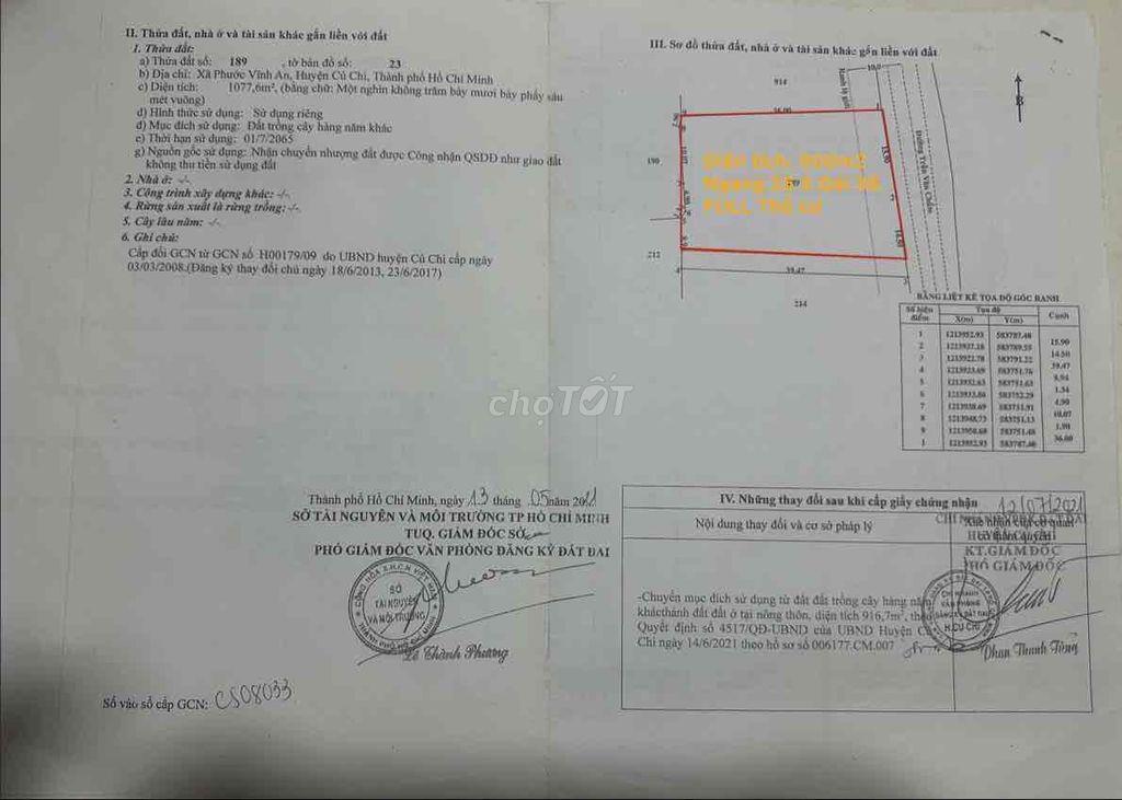 CHÍNH CHỦ BÁN ĐẤT MẶT TIỀN TRẦN VĂN CHẨM FULL THỔ CƯ 100%