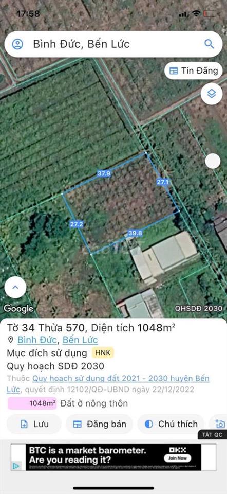 Đất thổ cư Bến Lức làm nhà vườn