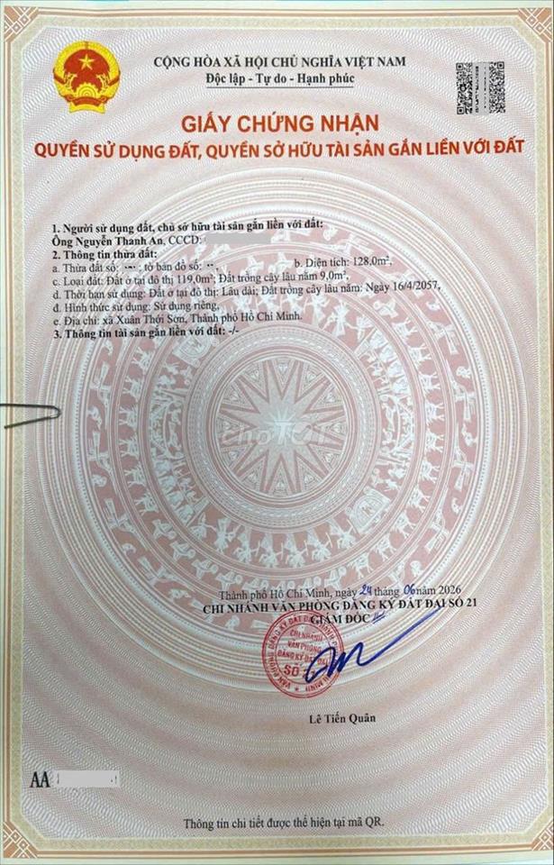 ĐẤT 128M2. GÓC HAI MT HẺM 89 NGUYỄN THỊ THỬ. X.T.SƠN