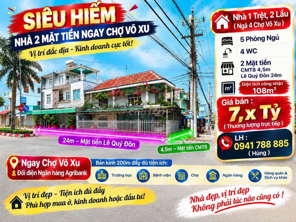[SIÊU HIẾM] Nhà 2 Mặt tiền Chợ Võ Xu - Đức Linh - Bình Thuận