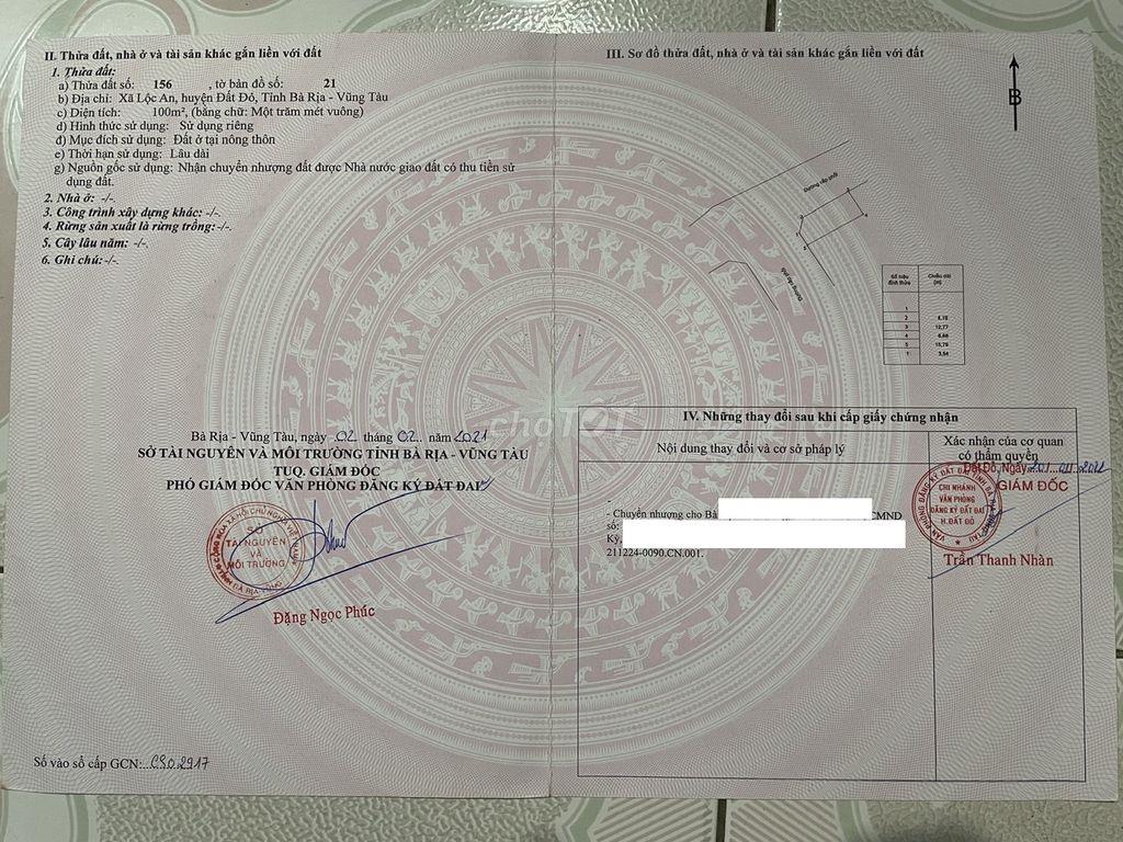 Chính chủ bán lô đất Phước Hội, Long Đất (xã Lộc An, huyện Đất Đỏ cũ)