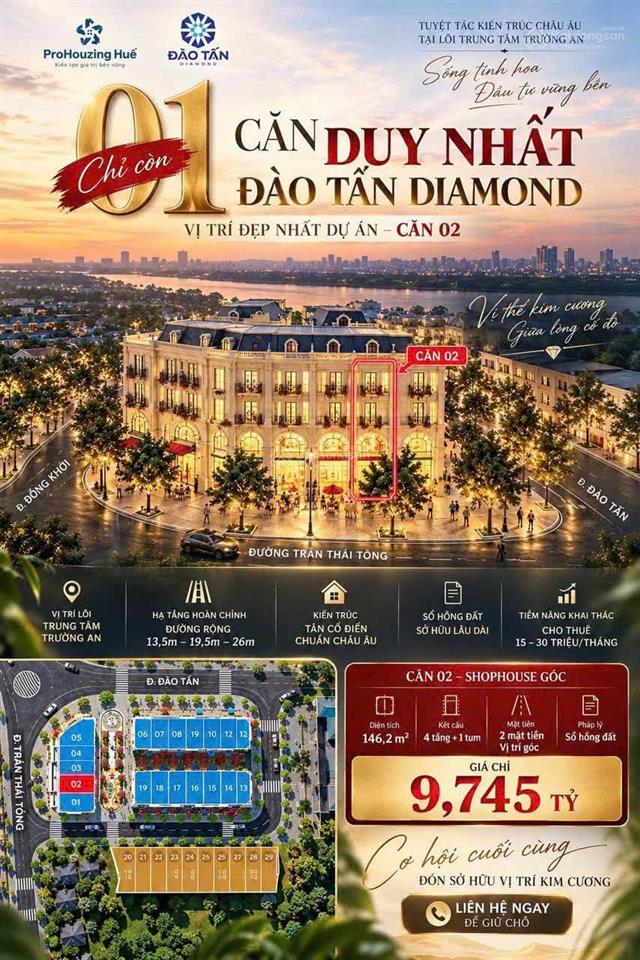 Căn 02 vị trí kim cương tại đào tấn diamond