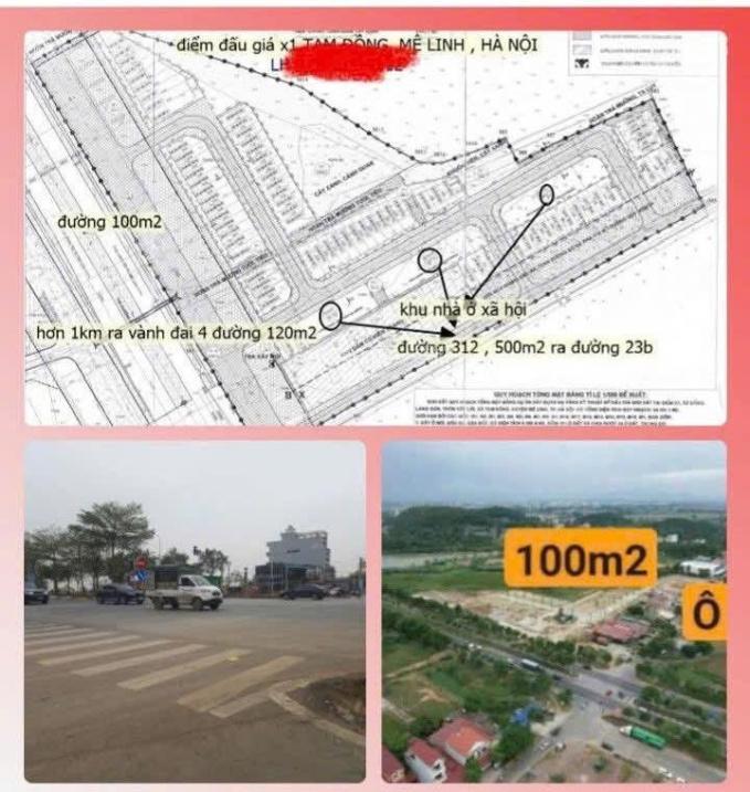 Đất đấu giá x1 tam đồng mê linh 2 mặt thoáng, hướng đn, cách 20m tới đường 100m, đối diện chung cư