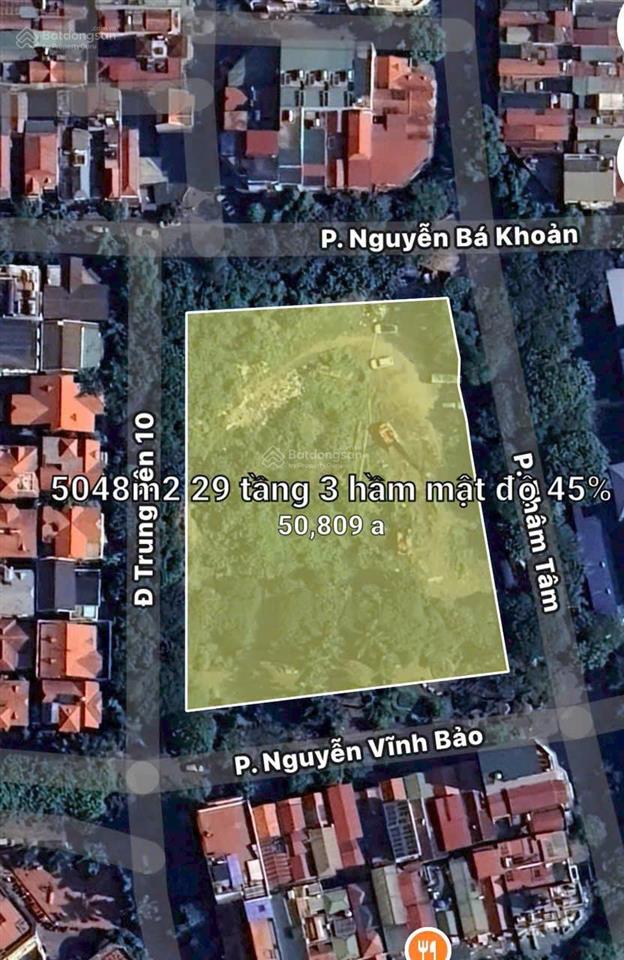 Bán lô đất cn1 mặt phố phố nguyễn bá khoản và nguyễn vĩnh bảo 5.056m2, gpxd 33 tầng, mt 280m