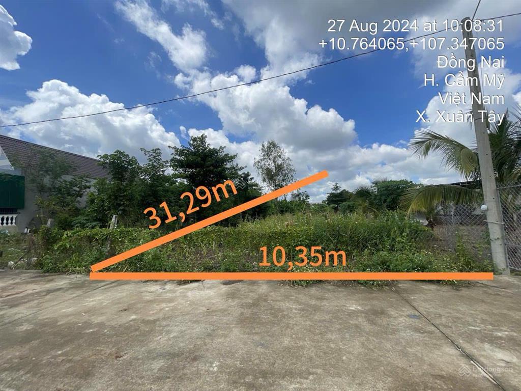 314,6m2 + mt 10m = 1 tỷ 265 gần trường thpt, ubnd sông ray, cẩm mỹ, đồng nai
