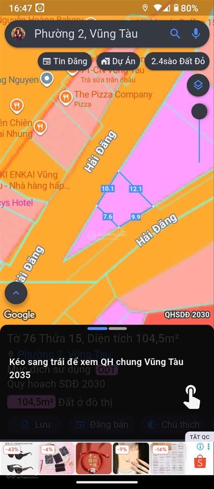 Bán đất tặng villa dt336,7 m2 2 mặt tiền đường rộng 10m giá bán 80,9 tỷ 0905 134 *** hiếu