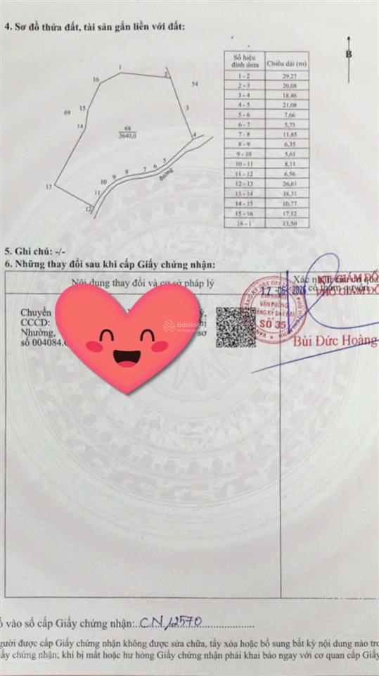 Bán lô đất xã bưng riềng diện tích 3640m2 có 70m mặt tiền đường đường nhựa giá 470 triệu/ (sào)