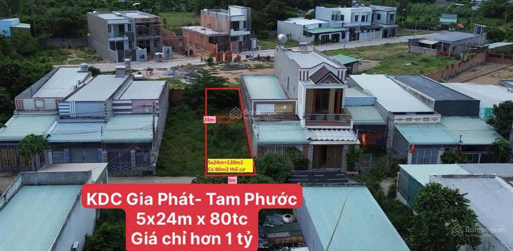 1 lô duy nhất 5x24m=120m2 có 80m2 tc* giá 1 tỷ. bao thuế phí sang tên + gpxd + đồng hồ điện nước