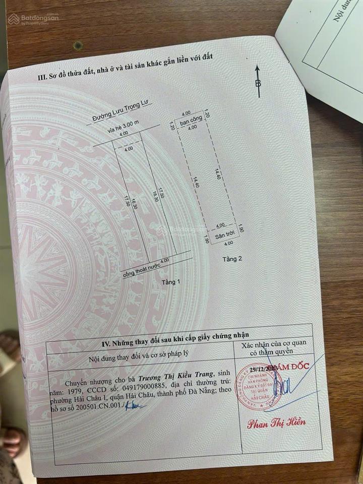 Bán căn nhà 2 tầng lưu trọng lư sát sông, giá chỉ 7,5 tỉ. quy 0905 959 ***
