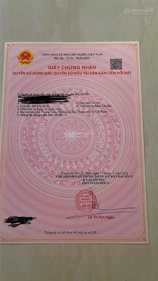 Bán đất mặt tiền phạm hùng, đối diện công viên bà rịa