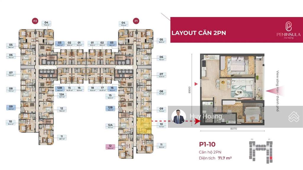 Căn 2pn view sông hàn hướng đông nam trung tâm thành phố giá tốt!