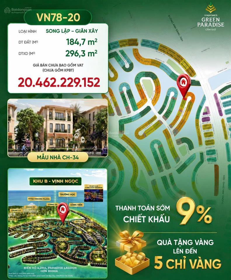 Biệt thự song lập vịnh ngọc giá tốt thị trường 20,5 tỷ