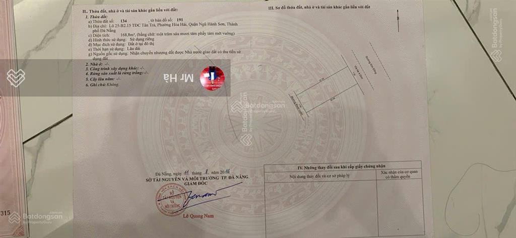 Bán đất đường kim đồng, dt 168,8m2