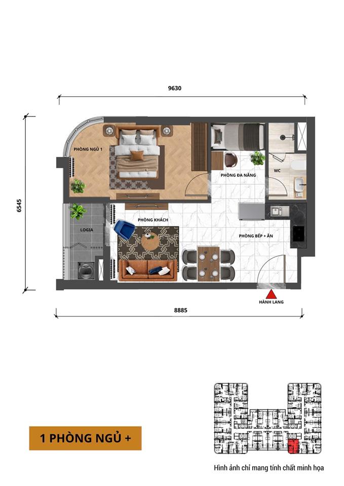 Sở hữu căn hộ 1 ngủ view nội khu tại f2 fours tower giá chỉ bằng căn studio view biển