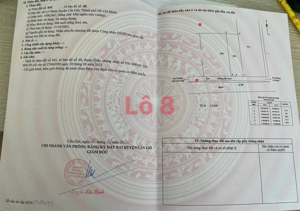 Đất mặt tiền gần vinhomes cần giờ, đường xương cá (lý nhơn dương vạn hạnh)