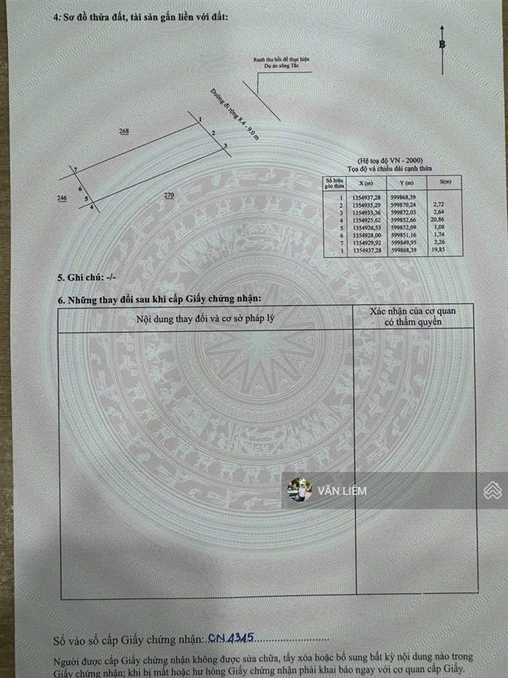 Bán đất view sông quán trường vĩnh châu vĩnh hiệp. diện tích 101.8m2 ngang 5m36