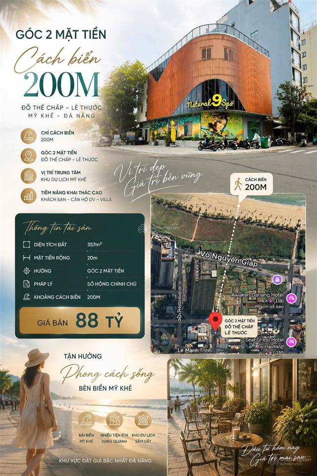 Góc 2 mặt tiền cách biển 200m quỹ đất hiếm khu mỹ khê