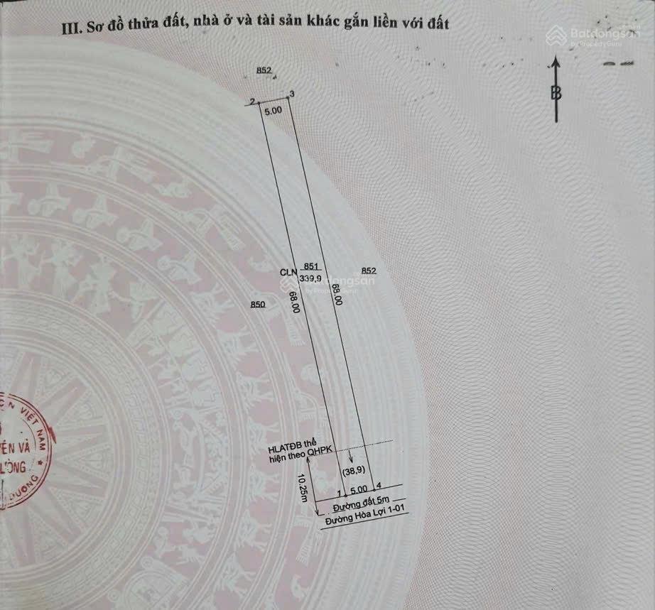 Bán đất mặt tiền đường hòa lợi 03 (nhựa), gần đt 741, diện tích 679,8m2, thổ cư 120 m2