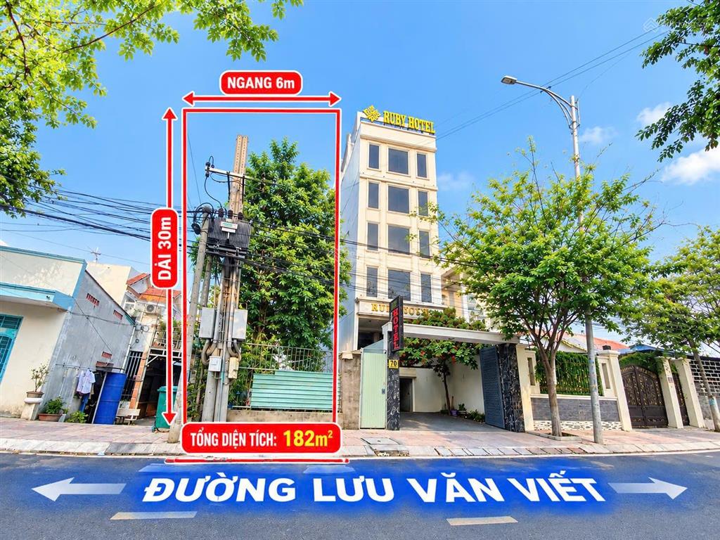 12 tỷ bán lô đất 182m2 full thổ cư mặt tiền đường lưu văn viết p. tam hiệp