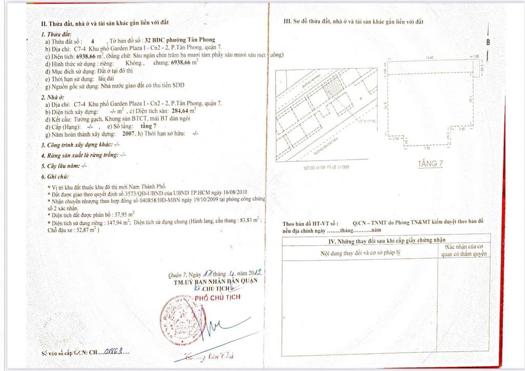 Chính chủ bán gấp căn hộ garden plaza 148m, 3pn, 2wc giá 13,9tỷ. 0906 710 ***