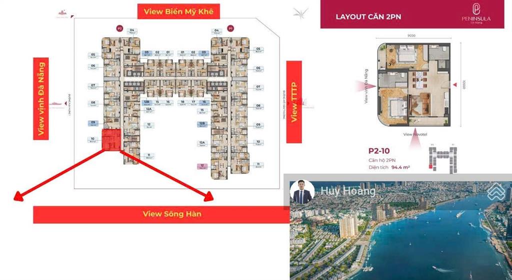 Bán căn góc vip p210 peninsula đà nẵng (94,4m2) sát hầm chui vượt sông, view vịnh & trung tâm tp