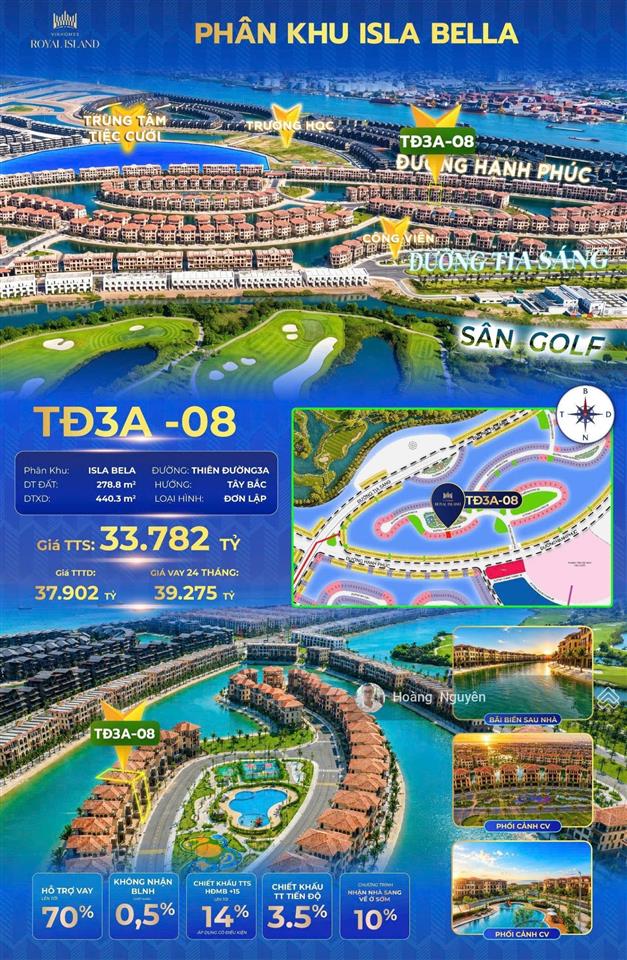 Bán căn biệt thự đơn lập phân khu đảo thiên đường vinhomes royal island 278m2 giá chỉ hơn 30 tỷ