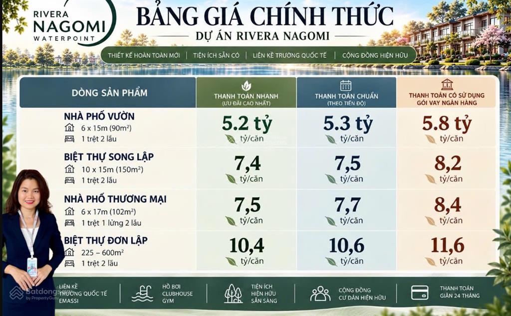 Mở bán nhà phố biệt thự song lập nagomi waterpoint giá gốc cđt không thể bỏ lỡ