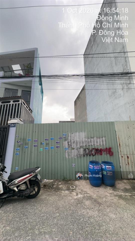 Bán lô đất ngang 6*12,5 (74,8m2) thổ cư 61m2, phường dĩ an hcm cách đường đông minh 15m p. đông hoà